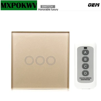 

EU/UK Wireless Remote Control Touch Switch 3 Gang 1 Way ,Single FireWire Touch Sensor Wall Switch,Smart Home Automation Module