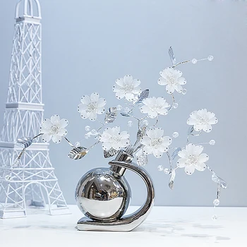

White brown Ceramic creative Crystal flower home decor room decoration handicraft Crafts Figurines & Miniatures wedding Gifts