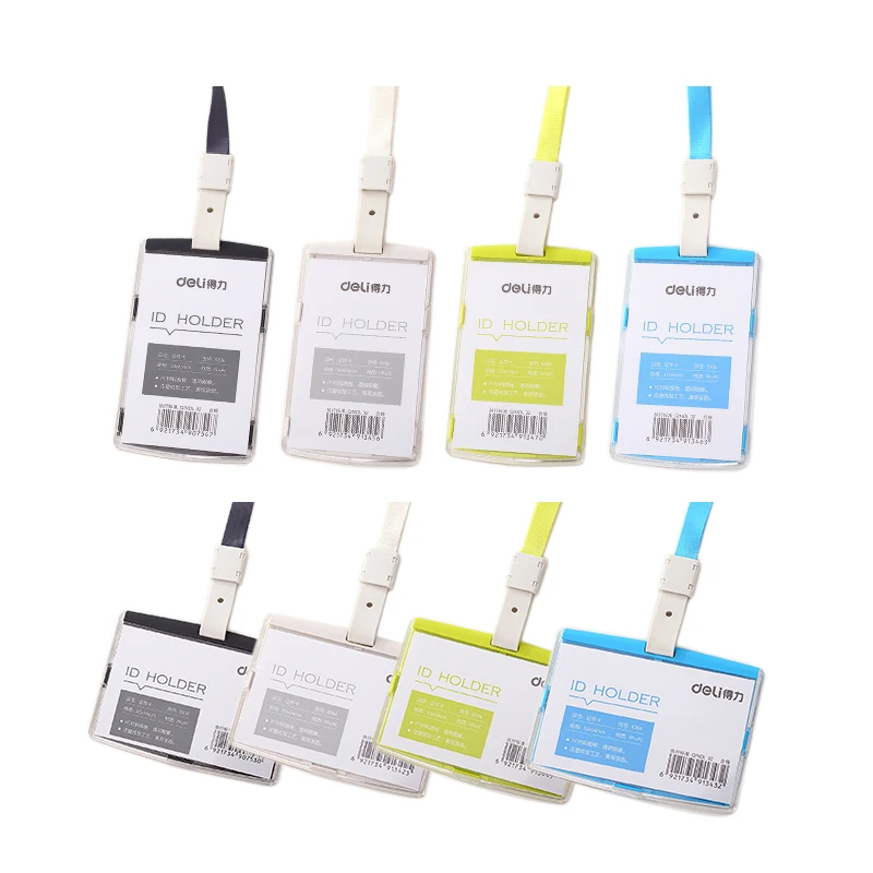 

ID Card Badge Holder Case Vertical or Horizontal Style, 1 ID Window and 1 piece 16" Polyester Detachable Neck Lanyard/Strap