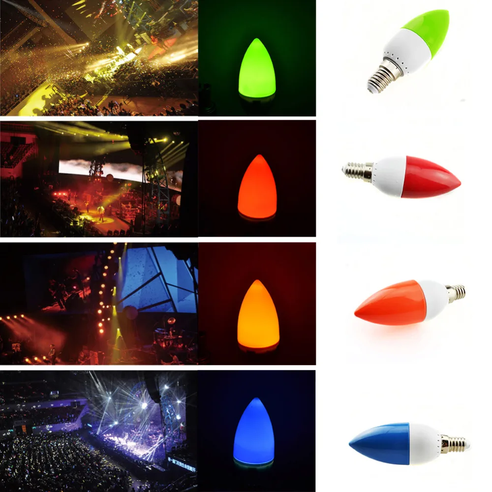5W LED Candle Bulbs Chandelier Lights Red Green Blue Orange Lamp Color