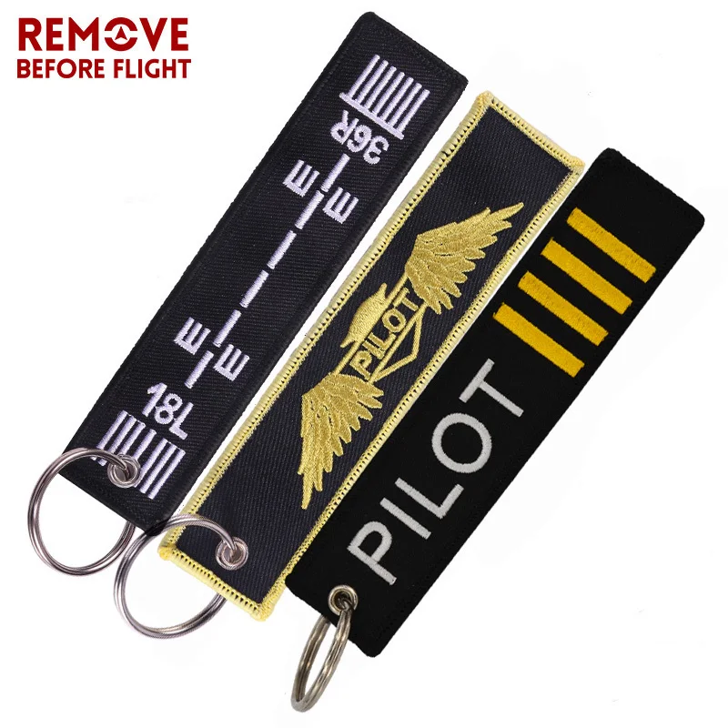 Remove Before Flight Red Embroidery Key Chains4