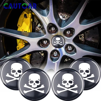 

4pcs 3D 56mm mastermind japan Skull Skeleton Emblem Car Steering tire Wheel Center Hub Cap Sticker Decoration Badge Accessories