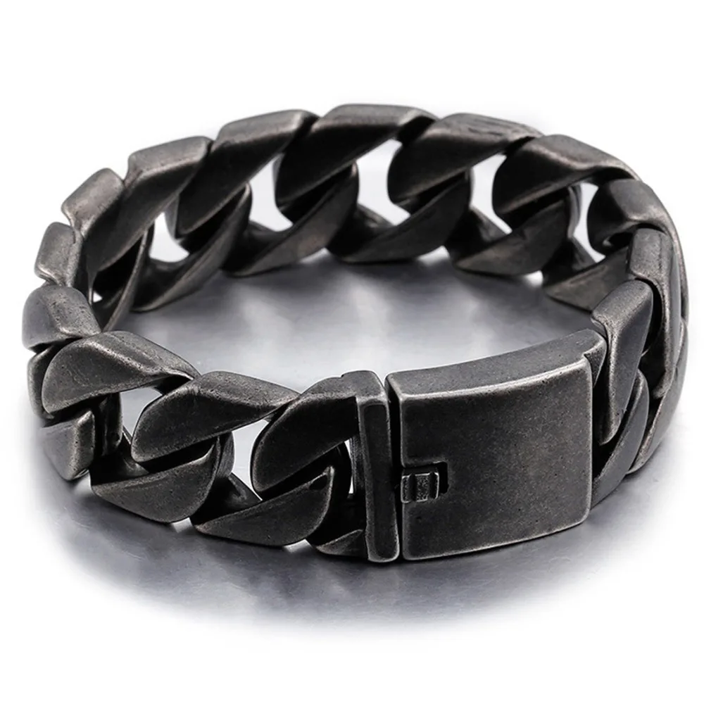 Модные мужские s браслеты Байкер Мотоцикл 316L нержавеющая сталь металлический матовый браслет в стиле "панк" для мужчин 20 мм 22 см длина