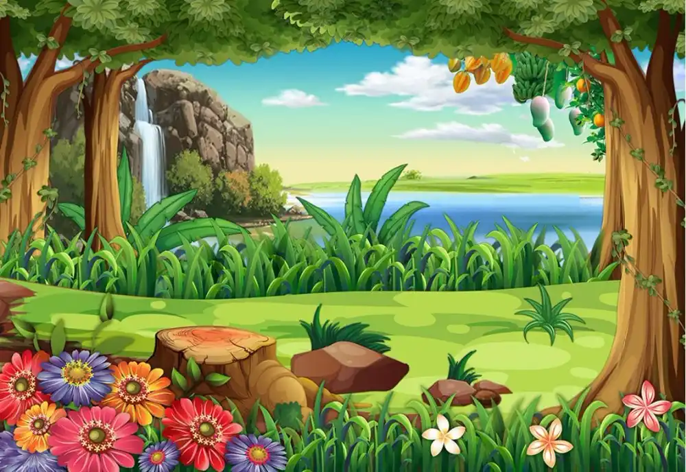 3d Photo Wallpaper Custom 3d Murals Wallpaper Forest Woods Cartoon 