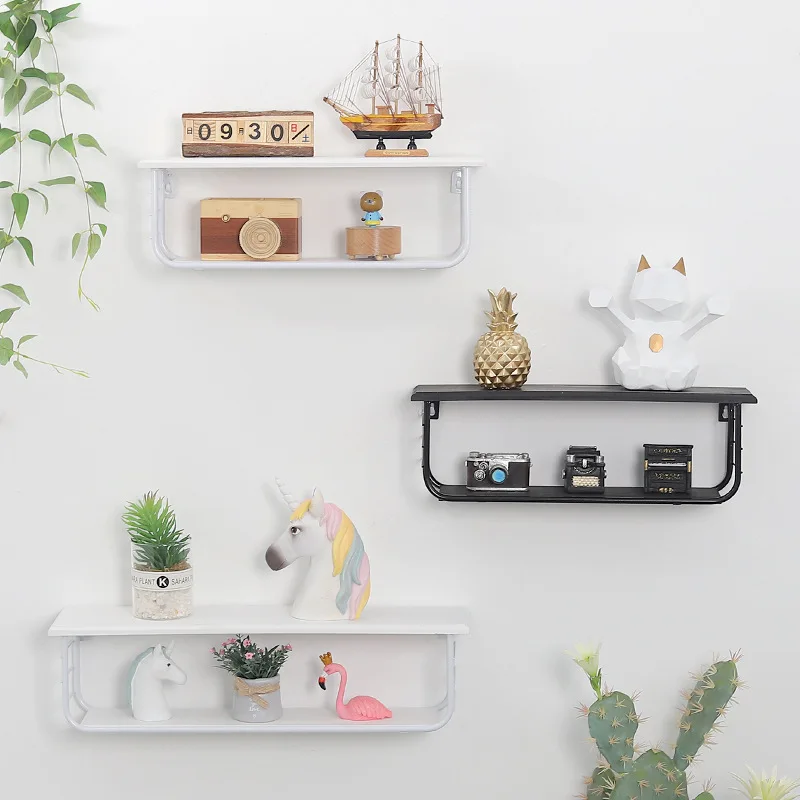 

Nordic Style 2 Layers Wooden Iron Wall Shelf Wall Mounted Storage Rack Organization For Kitchen Kids Room Decor Shelf