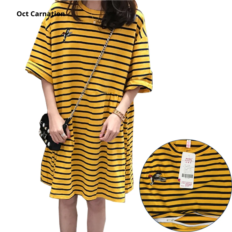 yellow black striped dress