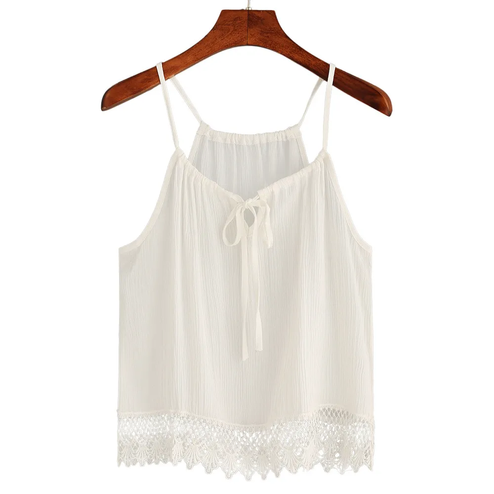 

Sexy Harness Lace Crop Top Female Camis Chiffon Tank Casual Vest Women's Tops Base Shirt Cropped Women's Blouse Wholesale noFB14
