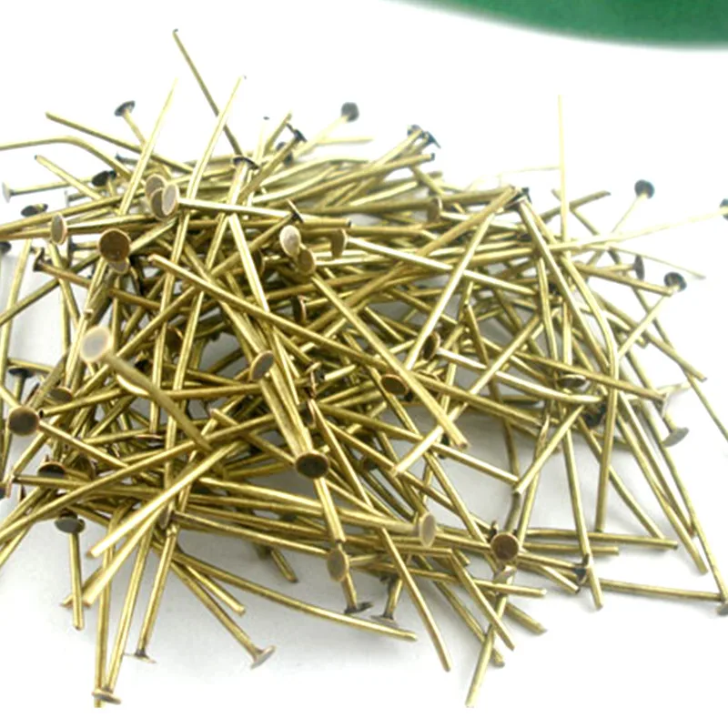 Handmade Flat Head Pins Jewelry DIY Findings Bronze Tone Alloy 40x0.8mm