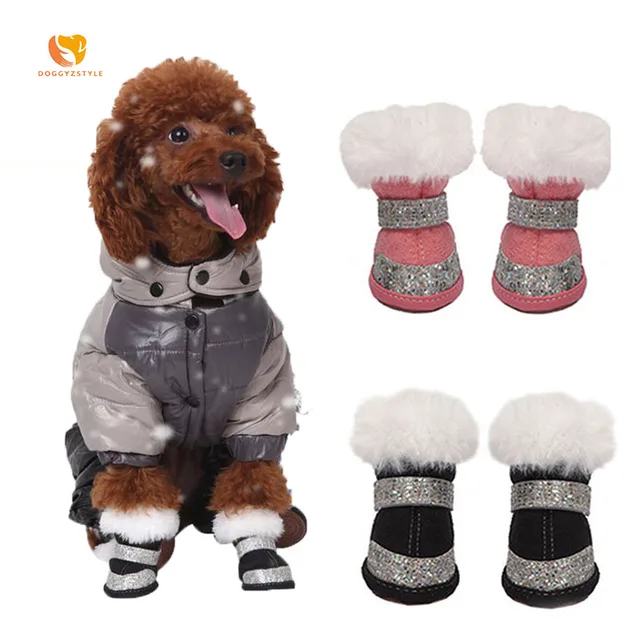 4Pcs Dog Boots Waterproof Thicken Shoes Winter Pet Shoe For Small