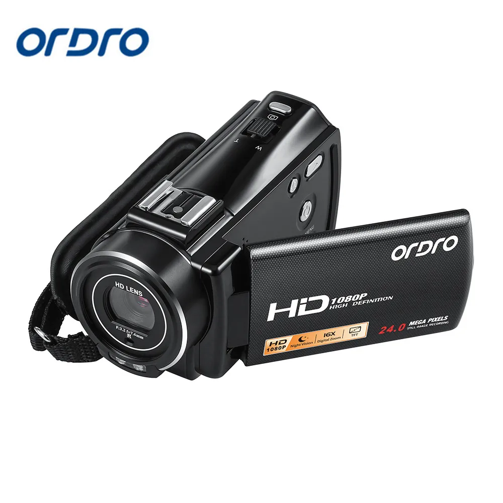 Цифровая видеокамера Ordro V7 Plus 3 0 дюйма HD 1080P 24 МП 16x5 CMOS датчик поддержка