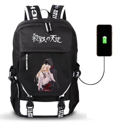 Angel of Death Anime USB Port Backpack Boy Girls Men Women Bag Travel School Bag Teenager Laptop Book Bag Mochila - Цвет: Style 15