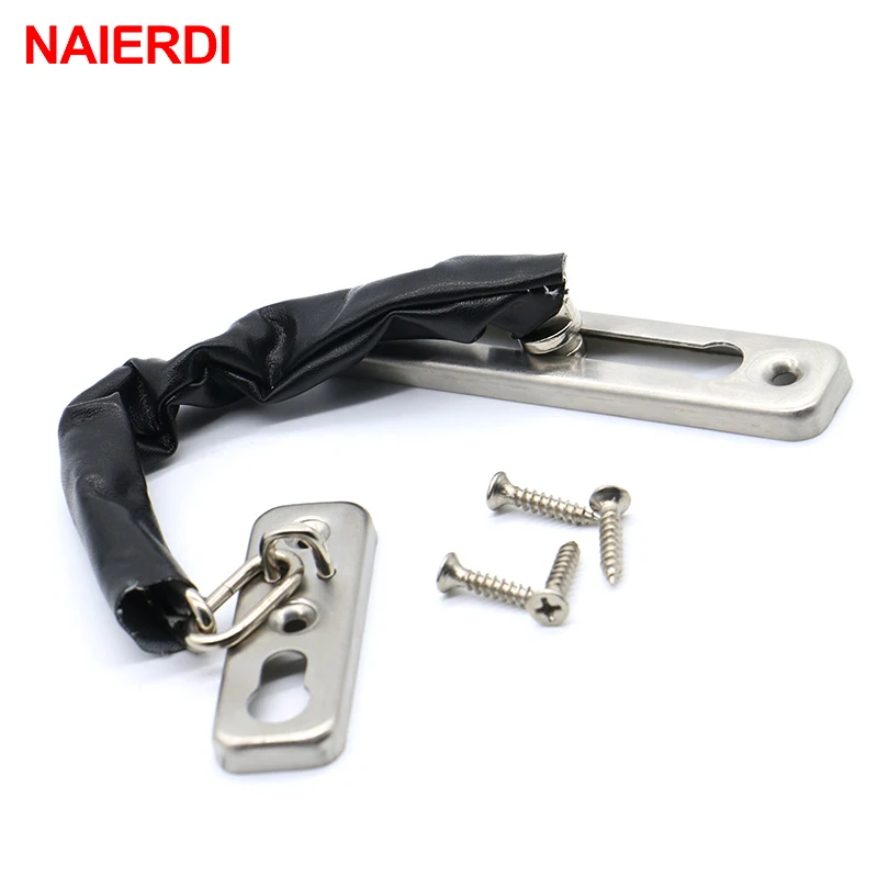

NAIERDI-5121 304 Stainless Steel Door Lock Chain Door Security PU Lock Gate Chain Door Safety Lock Guard Chain For Home Hotel