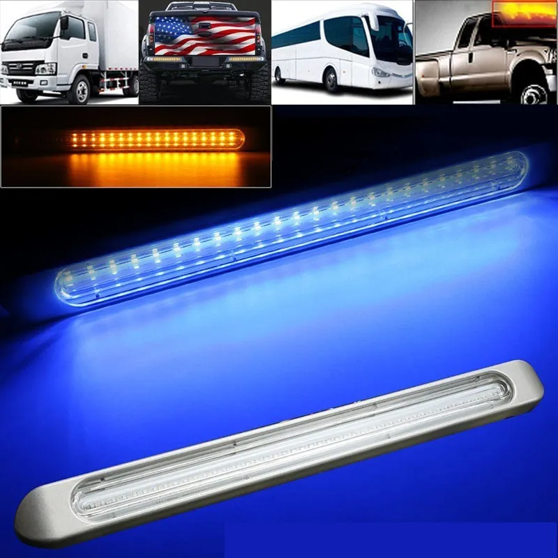 

47 LED 12V - 24V Truck Rear Tail Light Stop Brake Lamp Flowing Turn Signal Light Blue for Trailer Caravan Lorry Pickup Truck RV