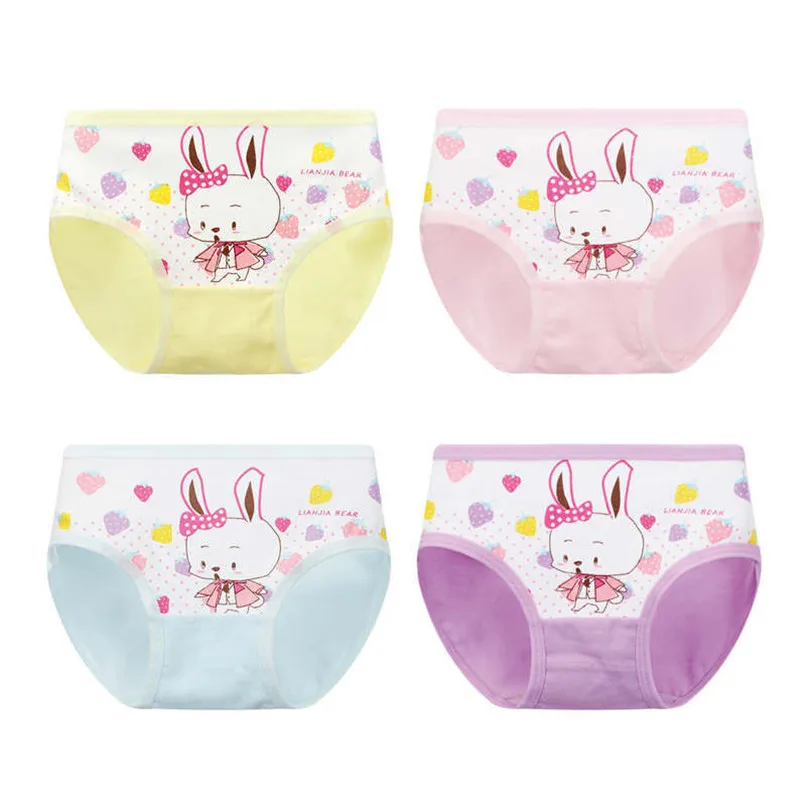 

4PC Girls Underwear Kids Baby Girls Underwear Children Cartoon Rabbit Printed Underpants Short Pants calcinha infantil D21