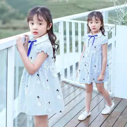 2018 летнее платье для девочек без рукавов принт хлопок Vestidos детская одежда