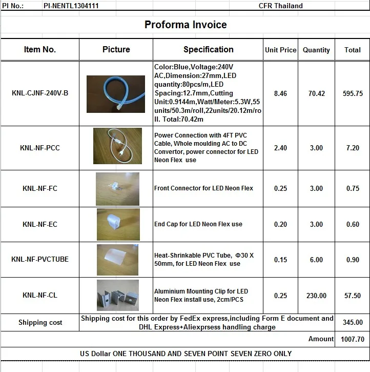 pi proforma invoice