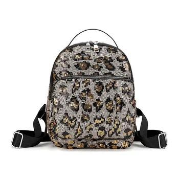 

Fashion Sequins Leopard Backpack for Women Fashion Travel Shoulder Bags School Book PU Leather Female Rucksack hot Mochila Femin