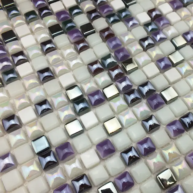 Purple Mixed White Color Mini Full Body Ceramic Mosaic Tiles For Bathroom Shower Wall Tiles Children Bathroom Tiles Bedroom Tile