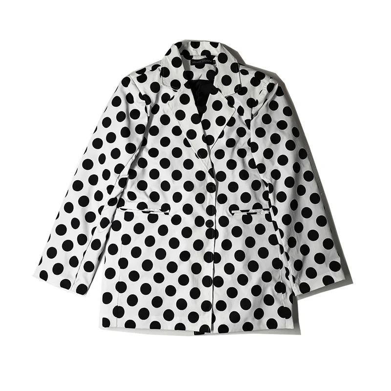 Hot New Mens Black And White Polka Dots Classic Suits Loose Suit Nightclubs Casual Blazers Men Dresses Tides Fashion Ninth Pants