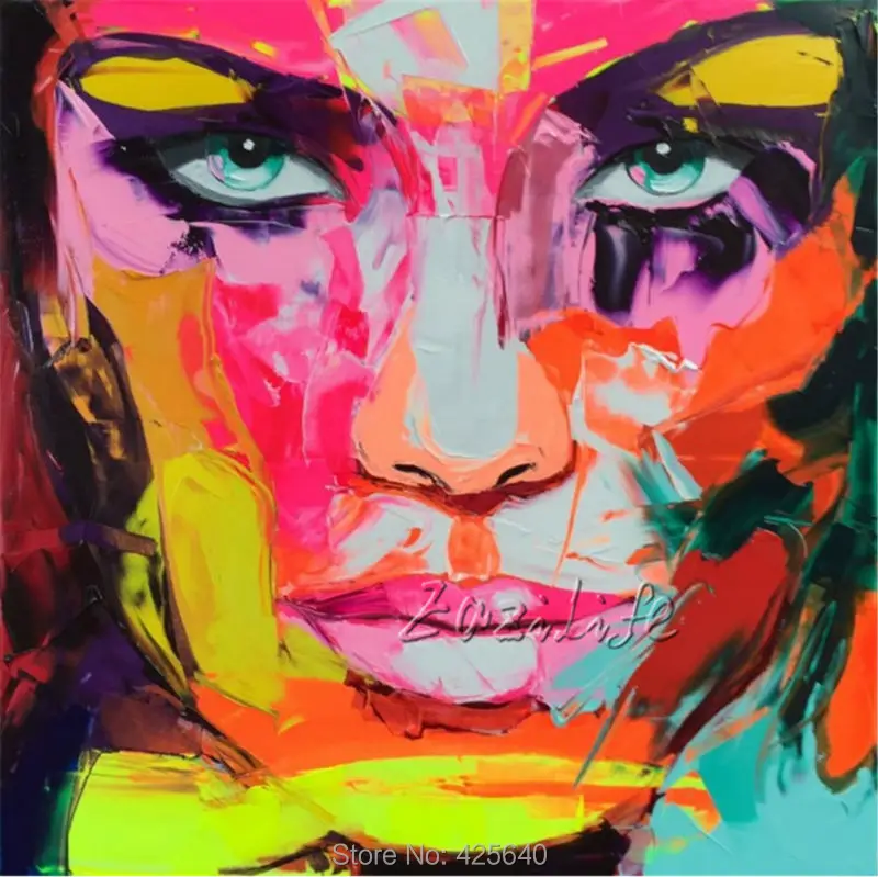 

Francoise Nielly canvas Painting Palette knife Face oil painting wall art pictures for living room home decor caudros decoracion