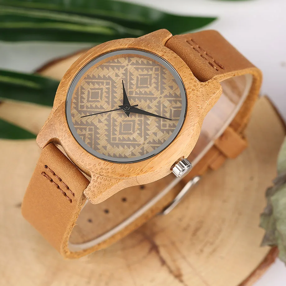 Fashion Full Hand Made Wooden Watch Women Small Real Leather Strap Silver Ling Grid Dial Quartz Ladies Wristwatch Montre Femme (8)