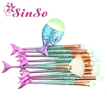 

Sinso Makeup Brushes Set 11pcs 3D Mermaid Makeup Brush Cosmetic Eyeshadow Eyeliner Blush Foundation Powder Cream Eyebrow Brushes
