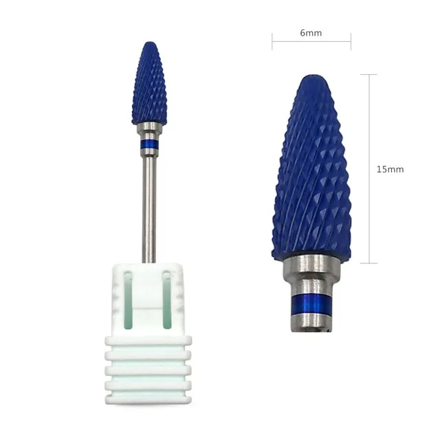 HYTOOS синий керамический сверло для ногтей 3/3" Цилиндрические роторные сверла для маникюра, аксессуары, маникюрные фрезы, фрезерные инструменты - Цвет: C15TB-M