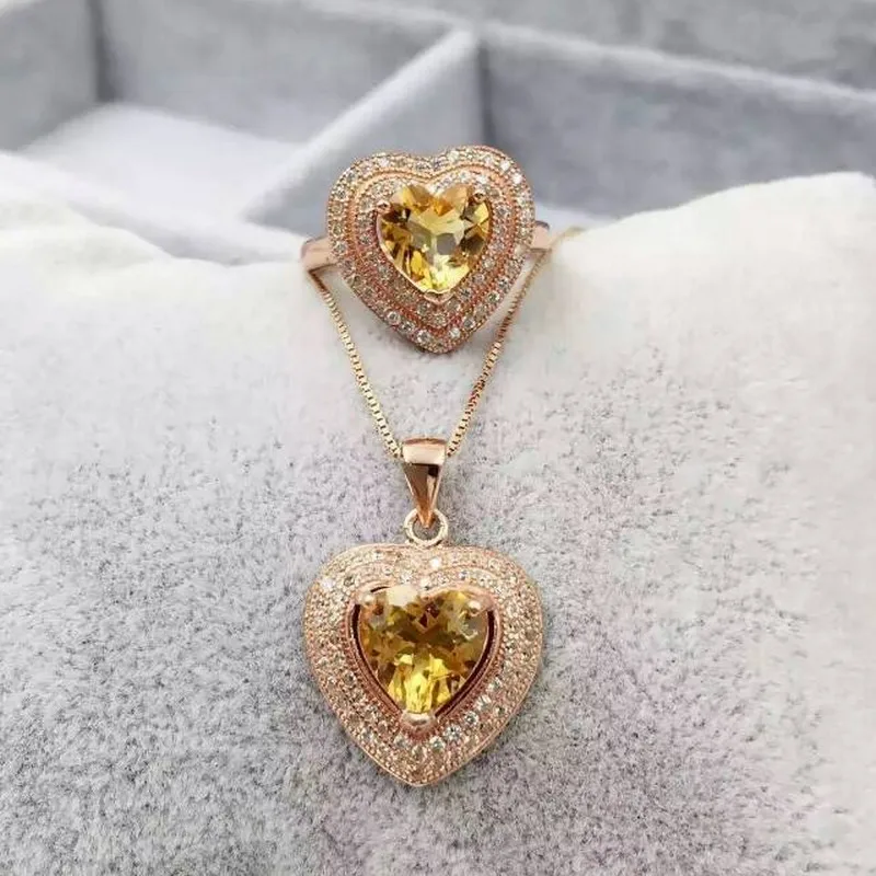 Верность естественно 8 мм Кристалл s925 серебро сердце fine jewelry наборы для женщин