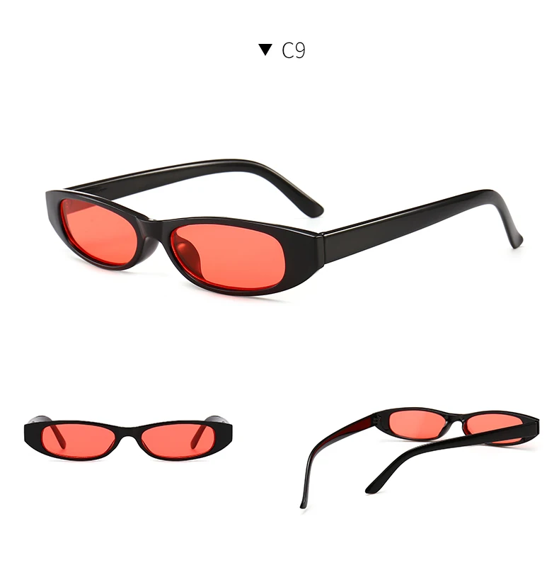 Винтажные прямоугольные солнцезащитные очки для женщин Кошачий глаз дизайнерская Дамская маленькая оправа черные красные солнцезащитные очки Брендовые Ретро обтягивающие очки