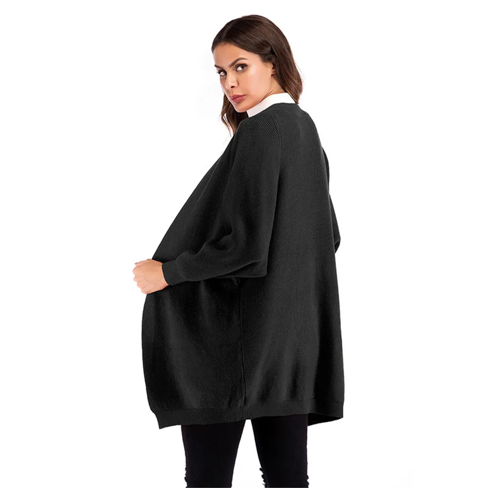 Autumn and Winter New Women's Loose Bat Sleeve Knit Cardigan Solid Color Long Shawl Jacket Female