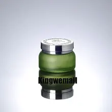 300 шт/партия 50 г зеленая банка для крема с серебряной крышкой, косметический контейнер, упаковка для косметических банок, стеклянная бутылка ENG02