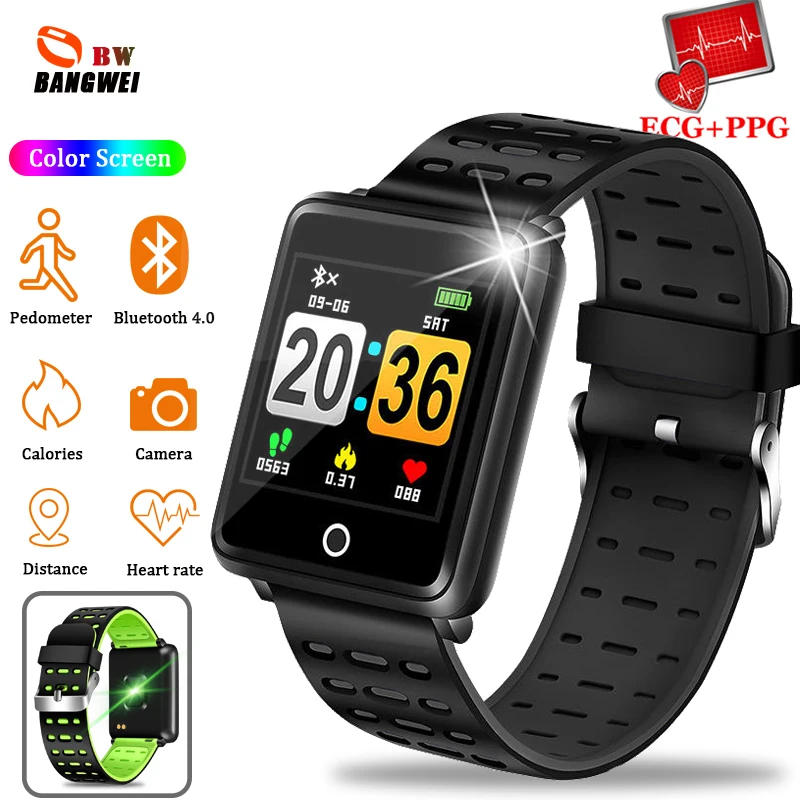 

BANGWEI Sport Smart Watch IP67 Waterproof Smart Watch Blood Pressure Heart Rate Monitor Calorie Pedometer Information Reminder