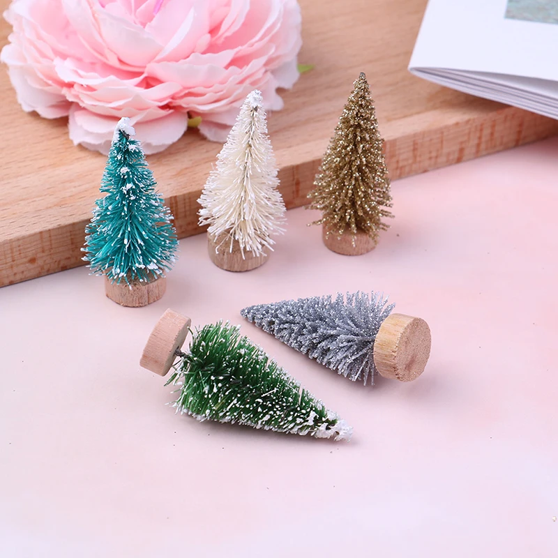 12pcs DIY Christmas Tree Small Pine Tree Mini Trees Placed In The Desktop Home Decor Christmas Decoration Kids Gifts