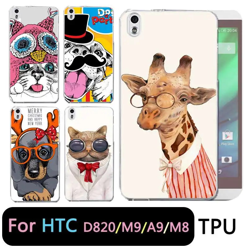 Qmswei ТПУ прозрачный чехол для телефона htc M8 кота оленя собаки карамельный мягкий