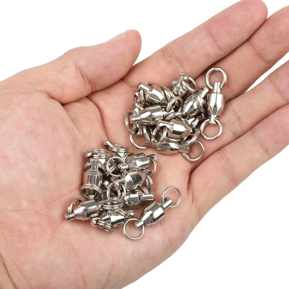 DONQL 102050pcs High Strength Ball Bearing Fishing Connector Rolling Swivel Stainless Steel Solid Ring Fishing Accessories (7)