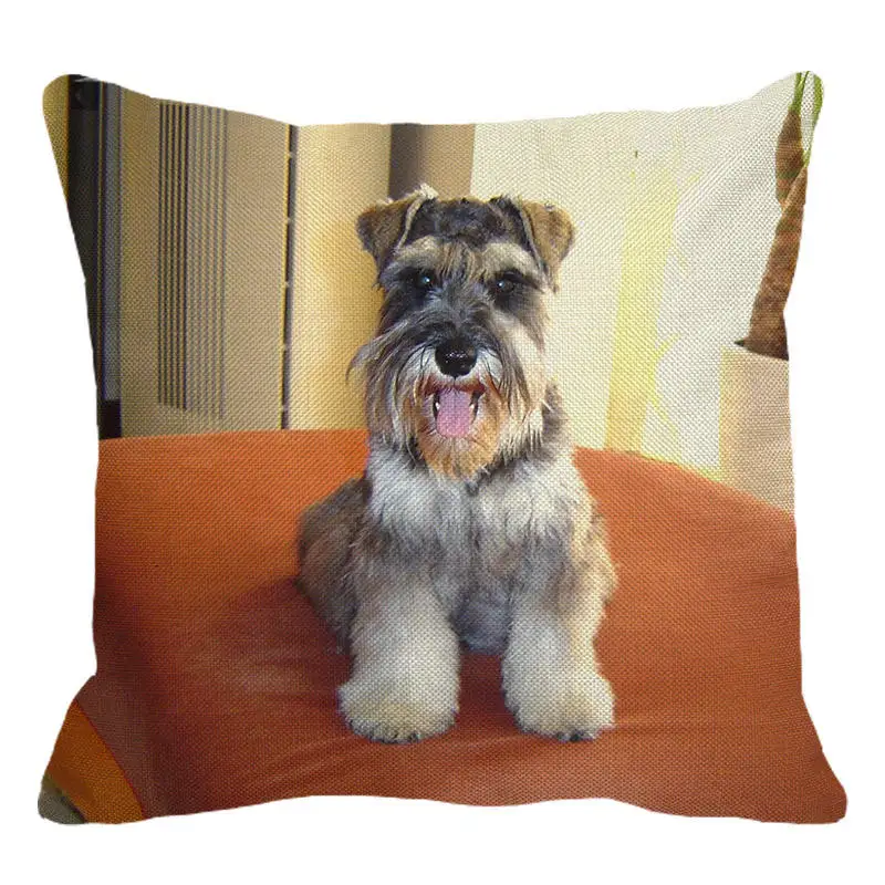 XUNYU милые Чехлы для подушек с животными Schnauzer 45*45 см квадратный чехол подушки