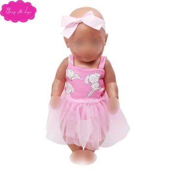 

43 cm baby dolls Clothes pink dress + hair belt elf costume accessories fit 18 inch Girl doll As gift to children zf15