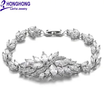 

HONGHONG Cubic zirconia bracelets & bangles for Women European Style Vintage Bracelet Bridal Wedding Jewelry Gift H80023