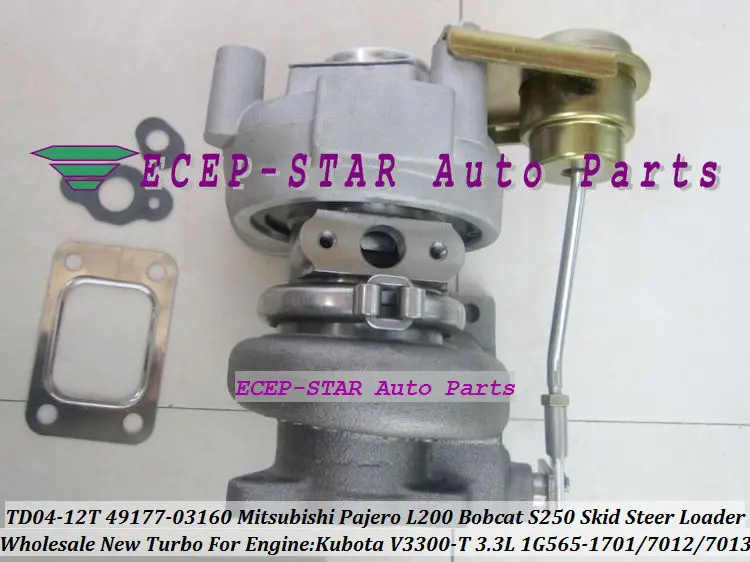 TD04-12T 49177-03160 1G565-1701 Turbo Turbocharger For Mitsubishi Pajero L200 Bobcat S250 Skid Steer Loader Kubota V3300-T 3.3L (2)