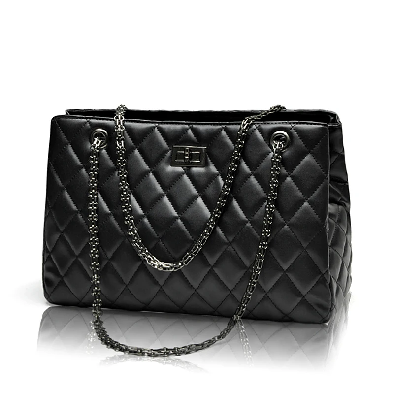 2017 Fashion Woman Big Bags Ladies Luxury Handbag Women Plaid Chain Shoulder Bag Large Quilted Black Bolsas Femininas