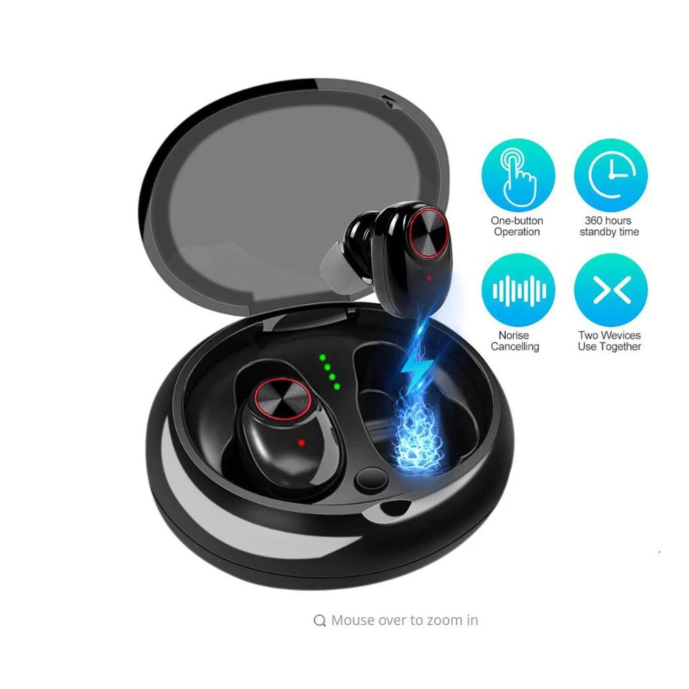 

TWS Wireless Bluetooth 5.0 Earphone Hands-free Calling Bluetooth Stereo Sports Earbuds In-Ear Noise Cancelling earphones black