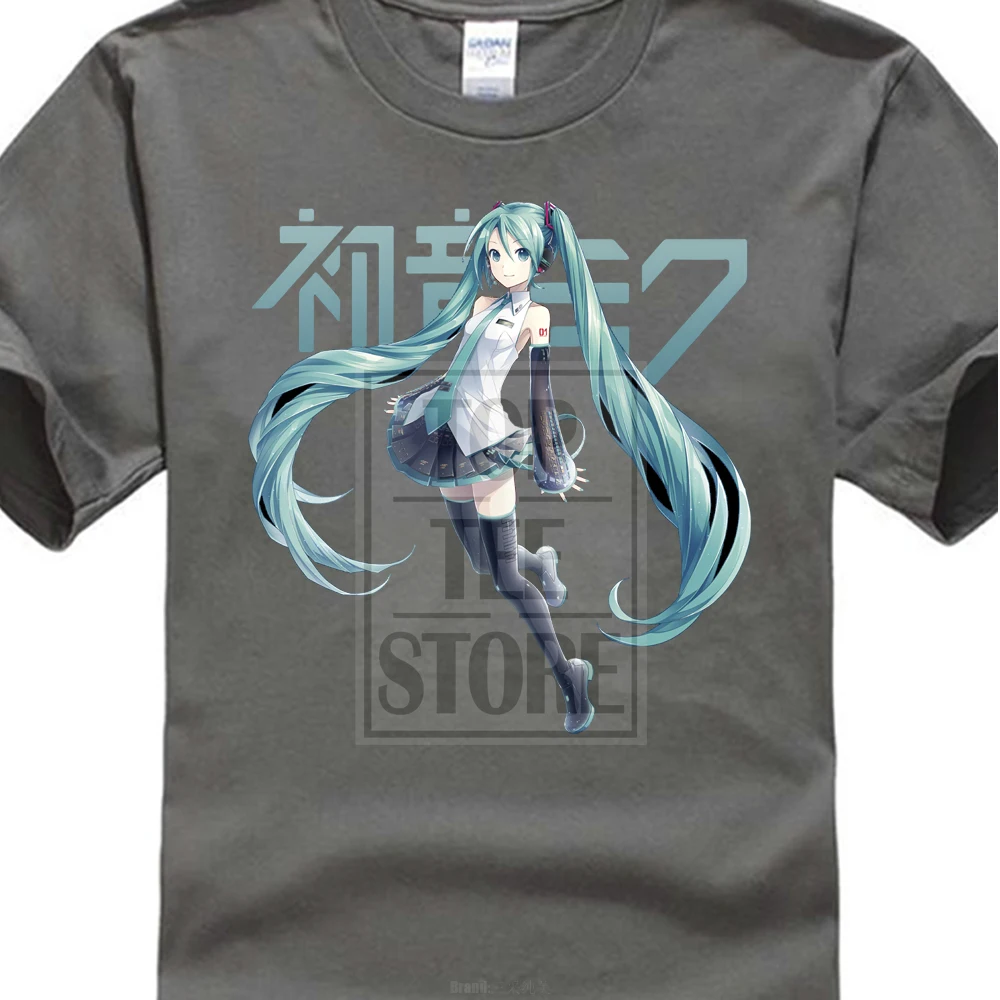 Новинка; Лидер продаж! Vocaloid Hatsune Miku аниме футболка Размеры M до 2Xl - Цвет: Charcoal