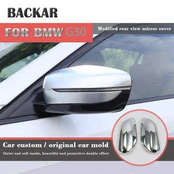 

Backar Auto Plating Silver Carbon Fiber Rear View Mirror Cover Sticker For BMW G30 5 Series 2017 2018 Car-styling Accessories