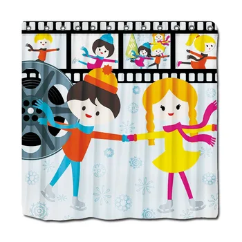 

Personalized Shower Curtains Home Movies Ice Skating Figure Skating Kids waterproof Shower Curtain with hooks bathroom curtain