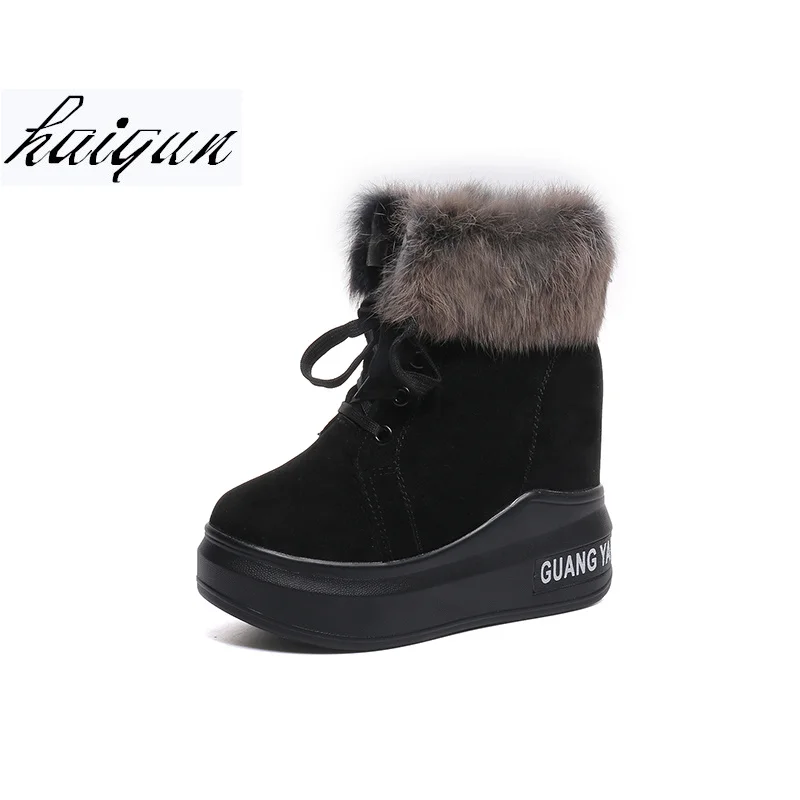 

New 2018 Winter Ankle Boots for Women Warm Fur Plush Snow Boots Height Increasing Casual Wedge Platform Shoes