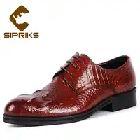 Sipriks Big Size 37 45 Burgundy Dress Leather Shoes Mens Printed Crocodile Skin Oxfords Grooms Wedding Shoes Gents Suit Shoes