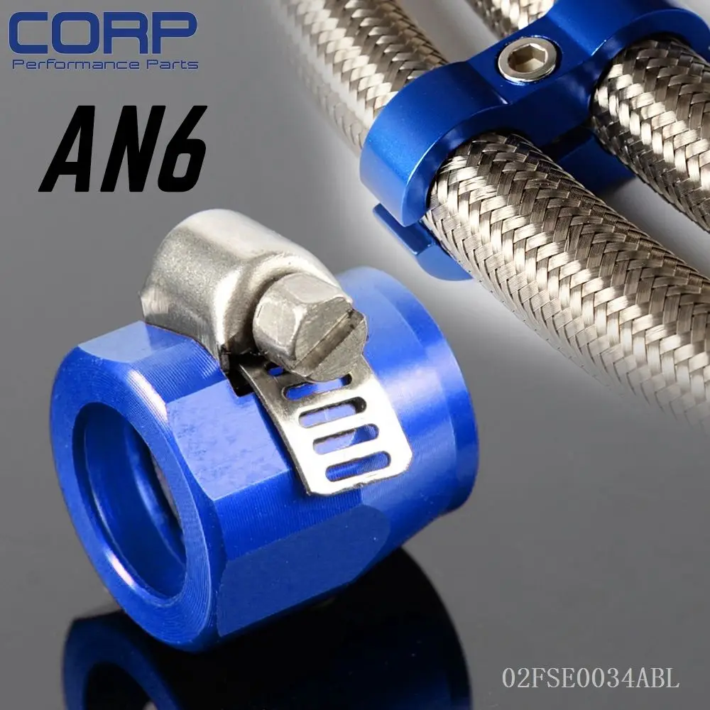 AN 6 AN6 blue Fuel Hose Clamp Finisher HEX Finishers HEX 6in Fuel