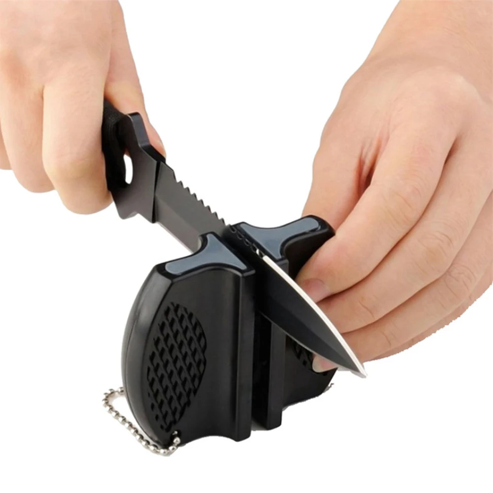 

Portable Mini Knife Sharpener Outdoor Quick Piece Non Slip Black Secure Sharpening ABS Knife Convenient Sharpener
