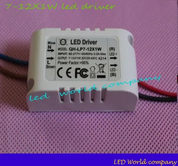 

free shipping 2pcs/lot 7-12X1W 85-265V 300mA-600mA LED Driver Convertor Transformer Ceiling Light Power Supply