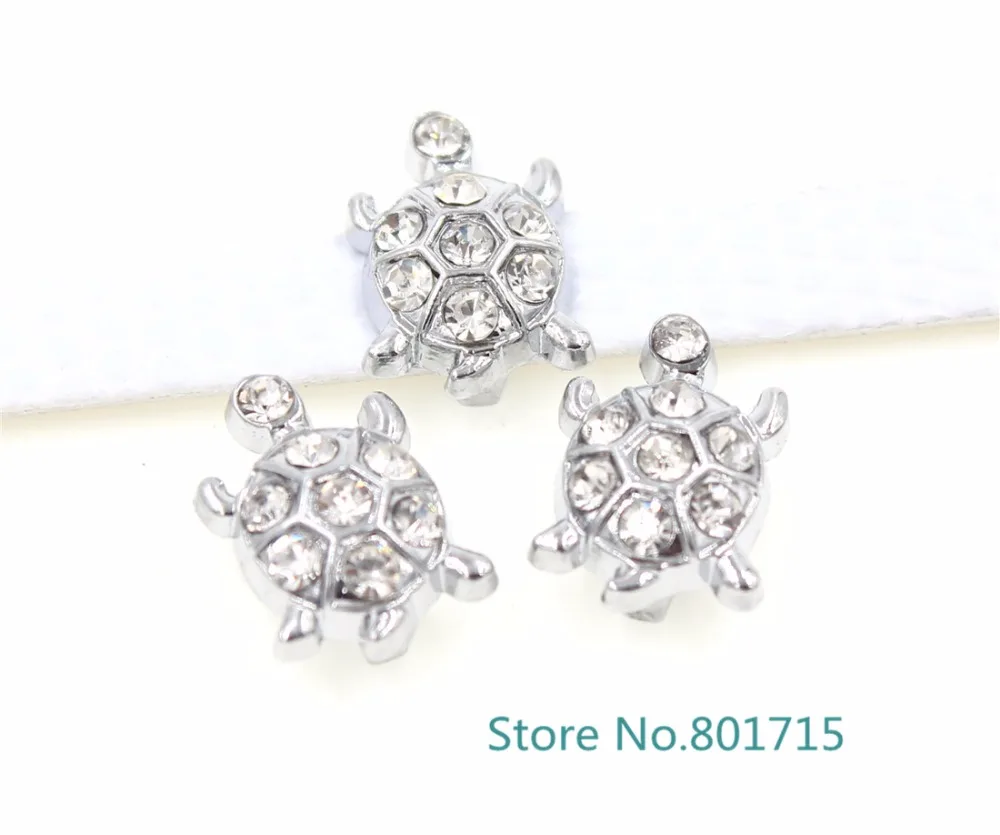 50p 8mm Clear Sea turtle slide charm wholesale price SL474 Internal Dia